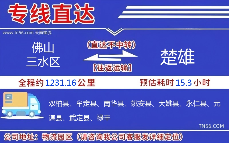 佛山三水區到楚雄物流公司