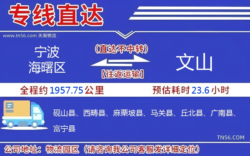 寧波海曙區(qū)到文山物流公司 寧波海曙區(qū)到文山物流公司